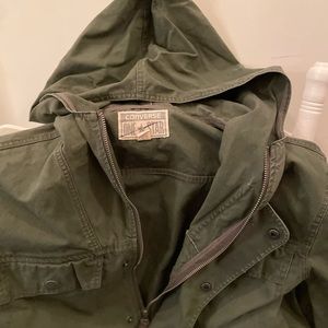 COPY - Converse One Star Womens Jacket Green Olive Sz XL Hooded W/ Pull-string …